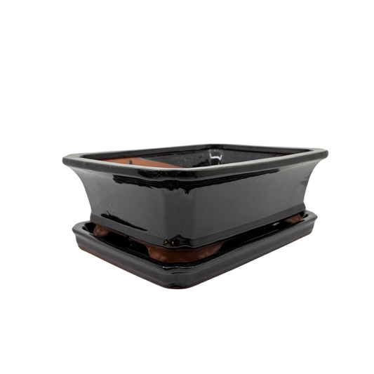Bonsai pot black rectangle 27cm - set