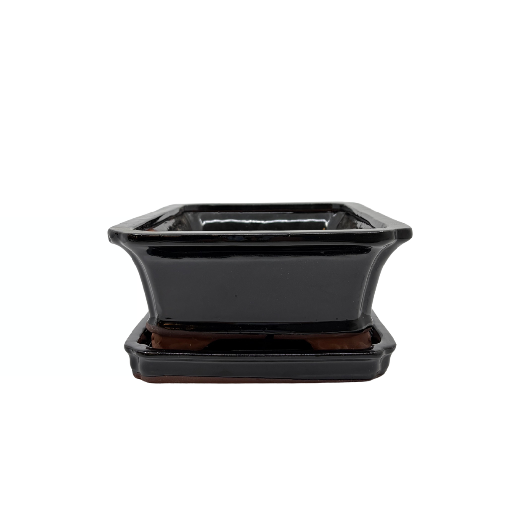 Bonsai pot black rectangle 27cm - set
