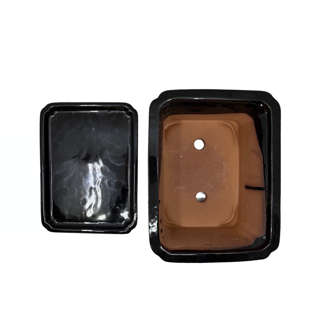 Bonsai pot black rectangle 27cm - set