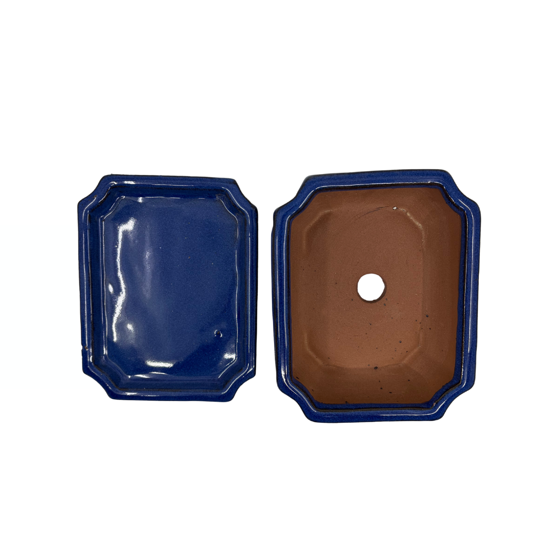 Bonsai pot blue rectangular 15cm - set