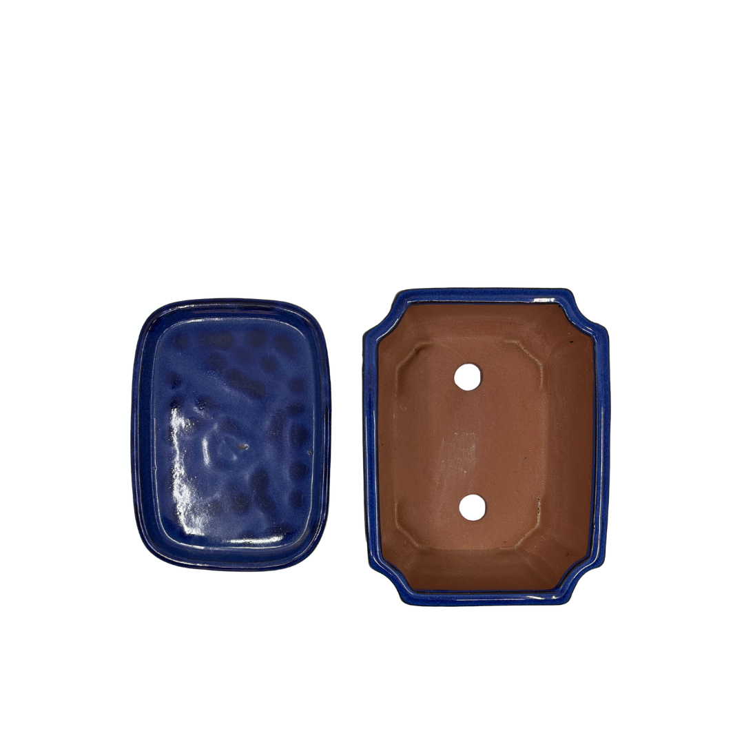 Bonsai pot blue rectangular 20cm - set