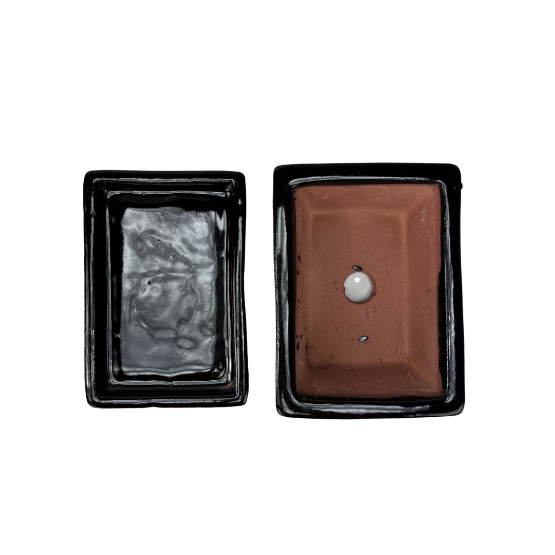 Bonsai pot black rectangle 14cm - set
