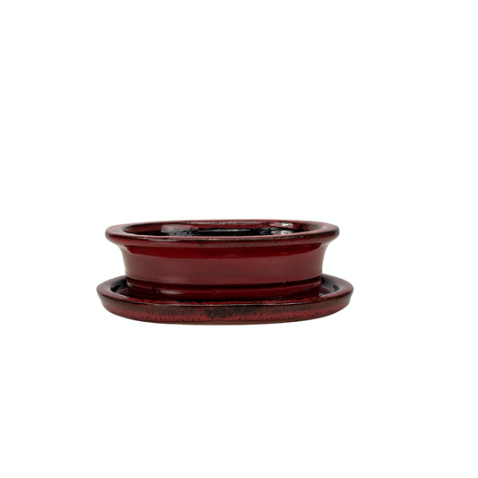 Bonsai pot red oval 16cm - set