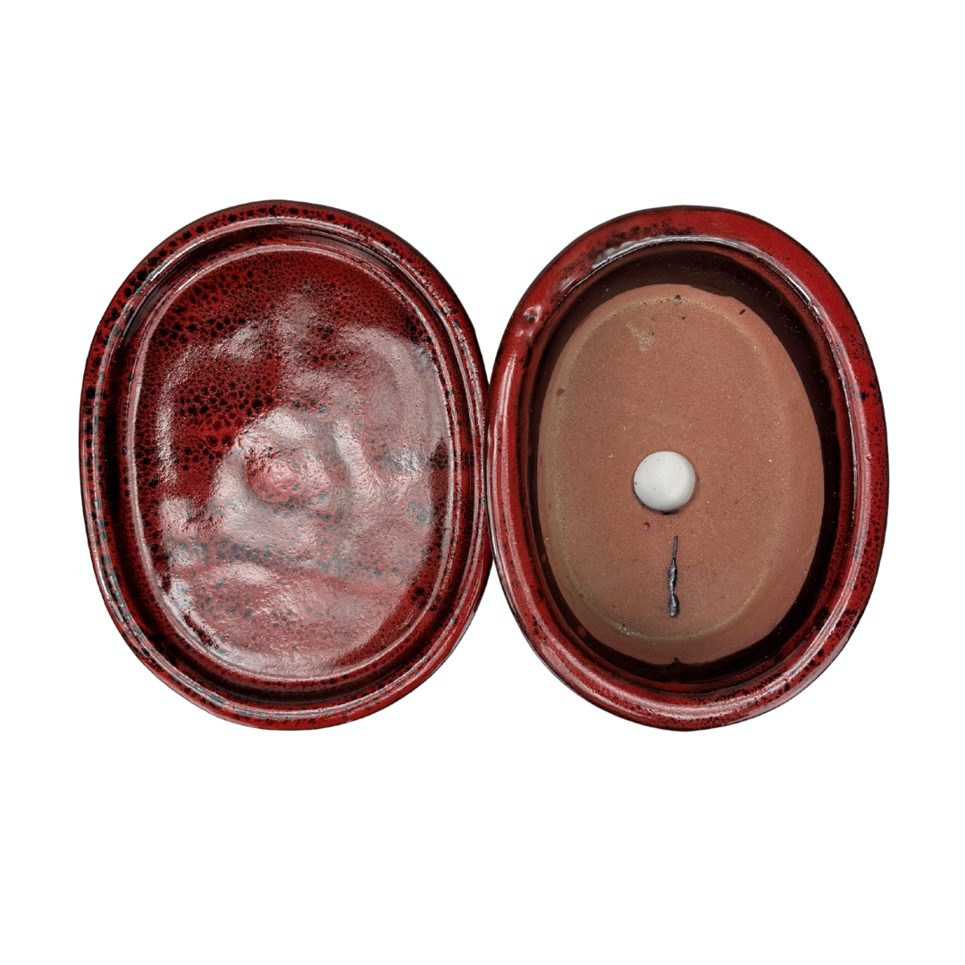 Bonsai pot red oval 16cm - set