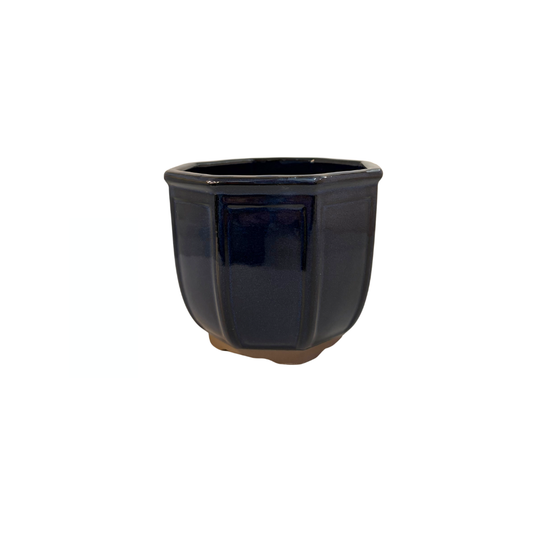 Bonsai pot octagonal cascade dark blue 12cm