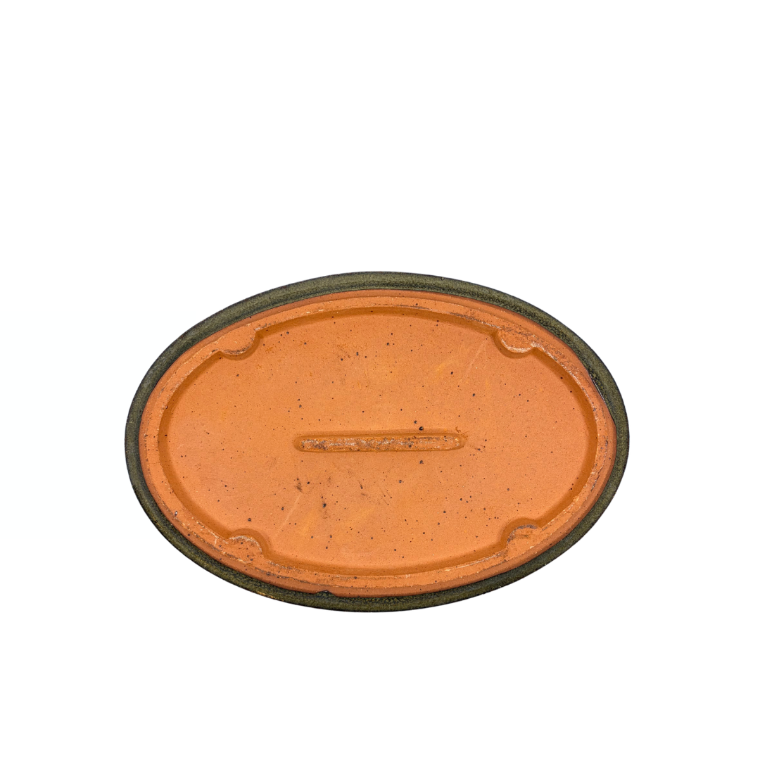 Bonsai drip tray green oval 24cm