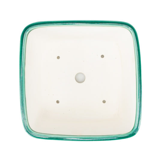 Bonsai Yixing pot green dragon square 21cm