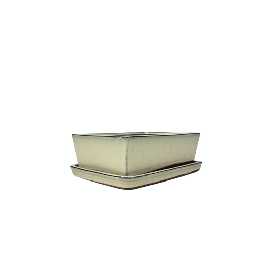 Bonsai pot cream rectangular 15cm - set
