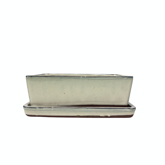 Bonsai pot cream rectangular 25cm - set