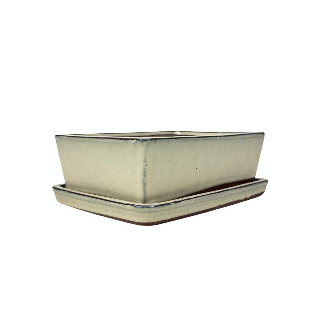 Bonsai pot cream rectangular 25cm - set