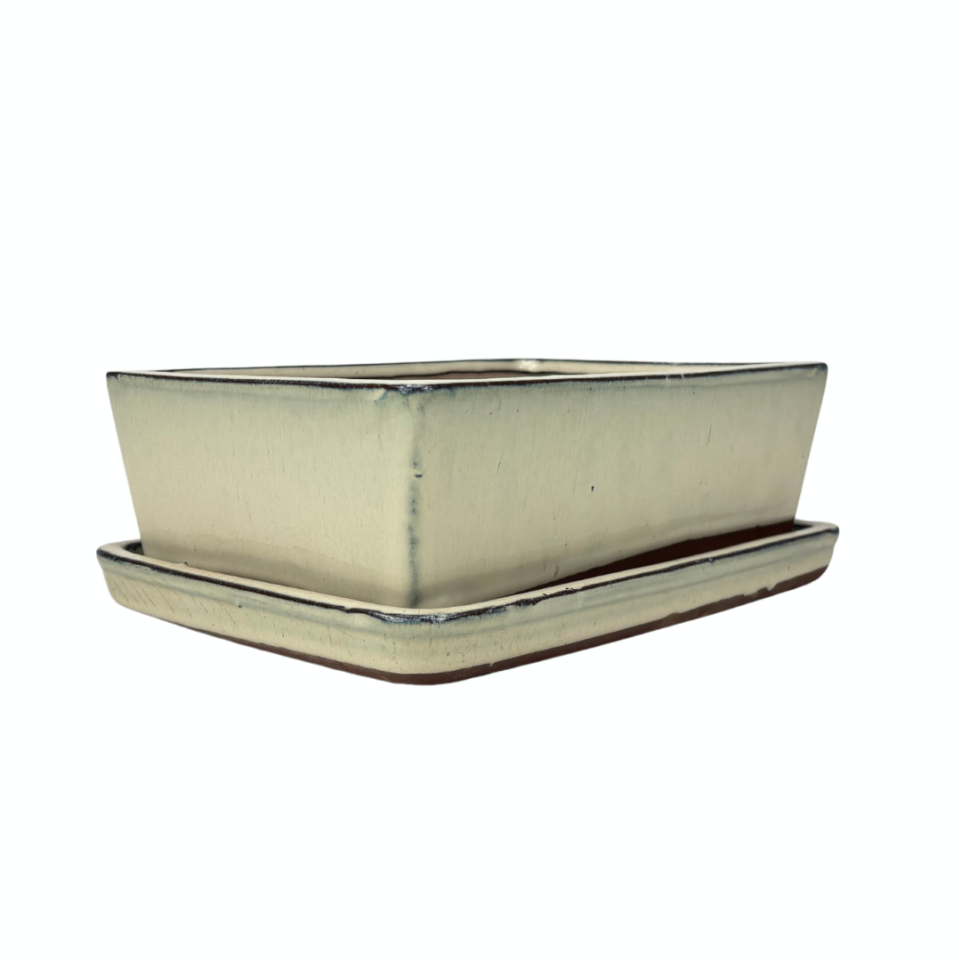 Bonsai pot cream rectangular 30cm - set