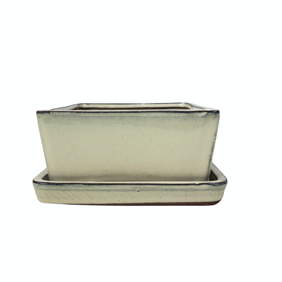 Bonsai pot cream rectangular 30cm - set