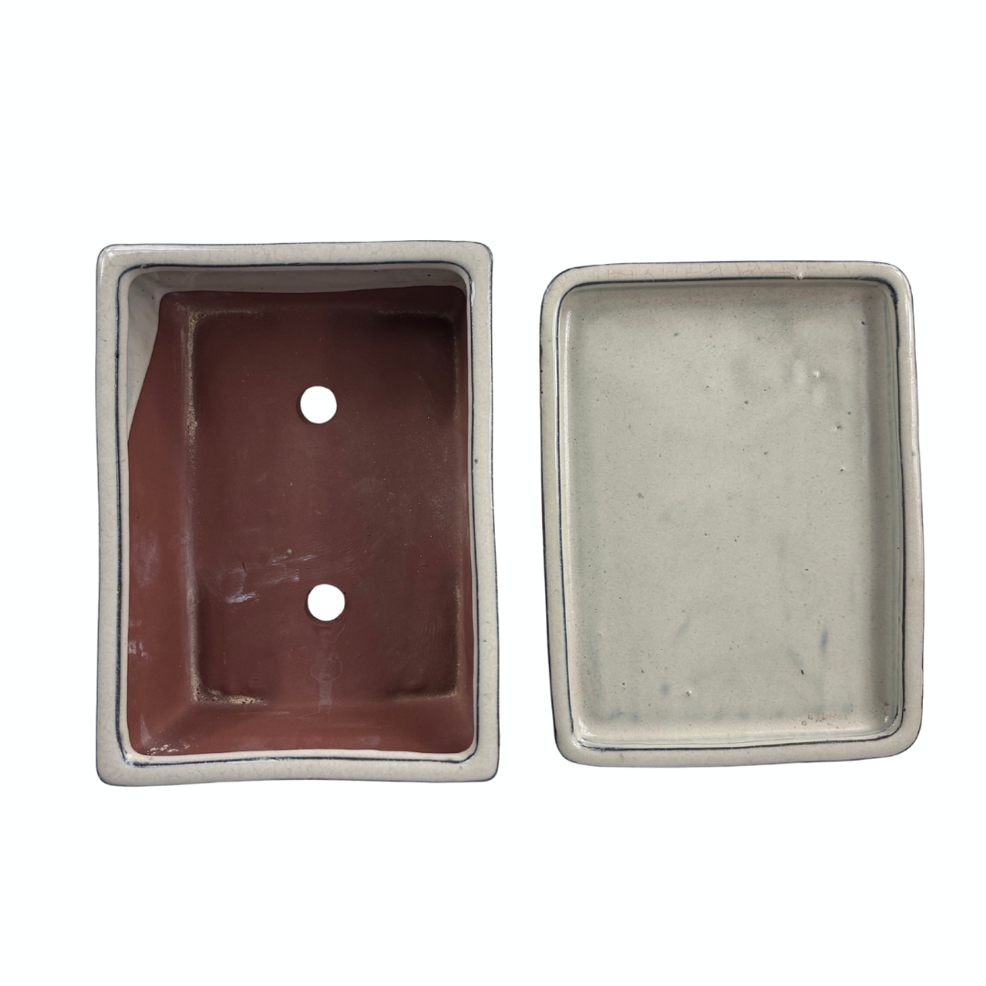 Bonsai pot cream rectangular 15cm - set