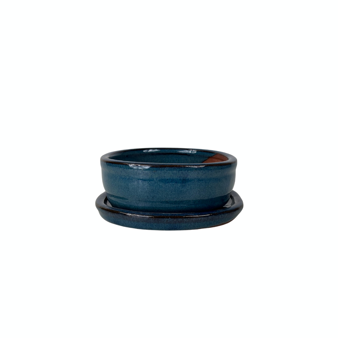 Bonsai pot blue oval 16cm - set