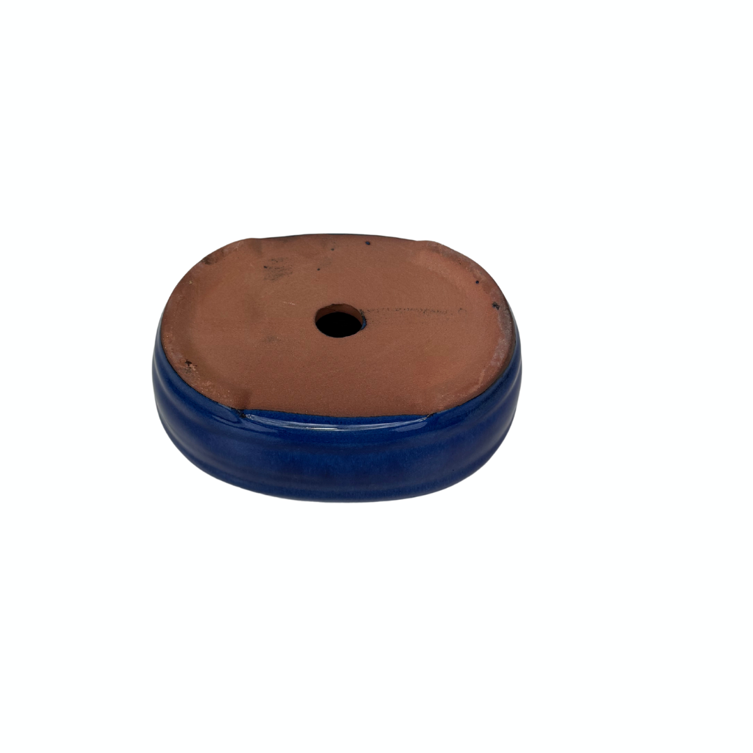 Bonsai pot dark blue oval 16cm - set