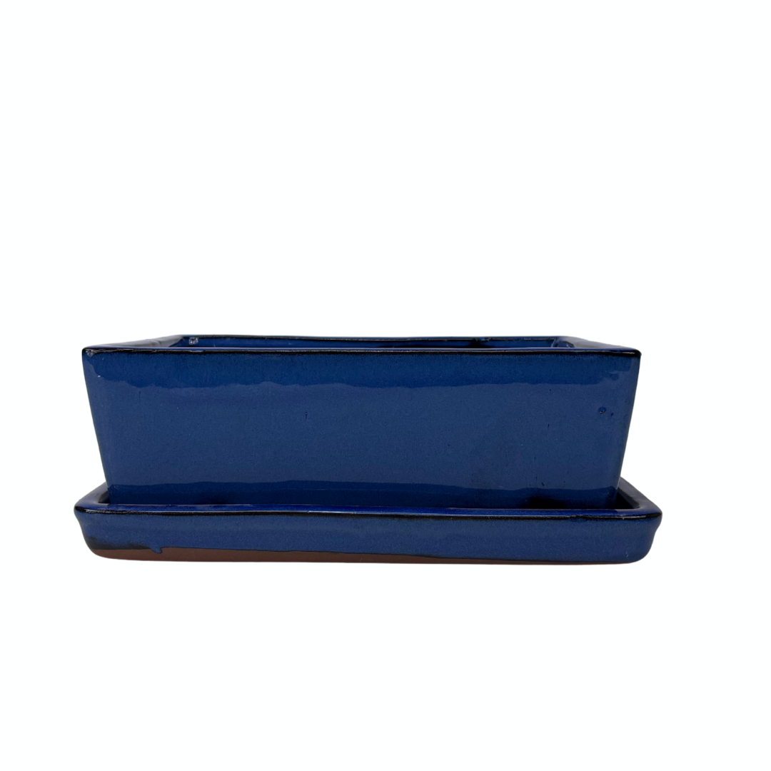Bonsai pot blue rectangular 30cm - set
