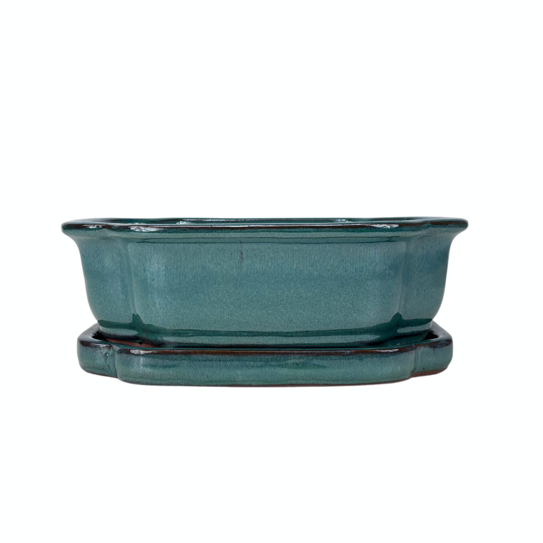 Bonsai pot green mokko 32cm - set
