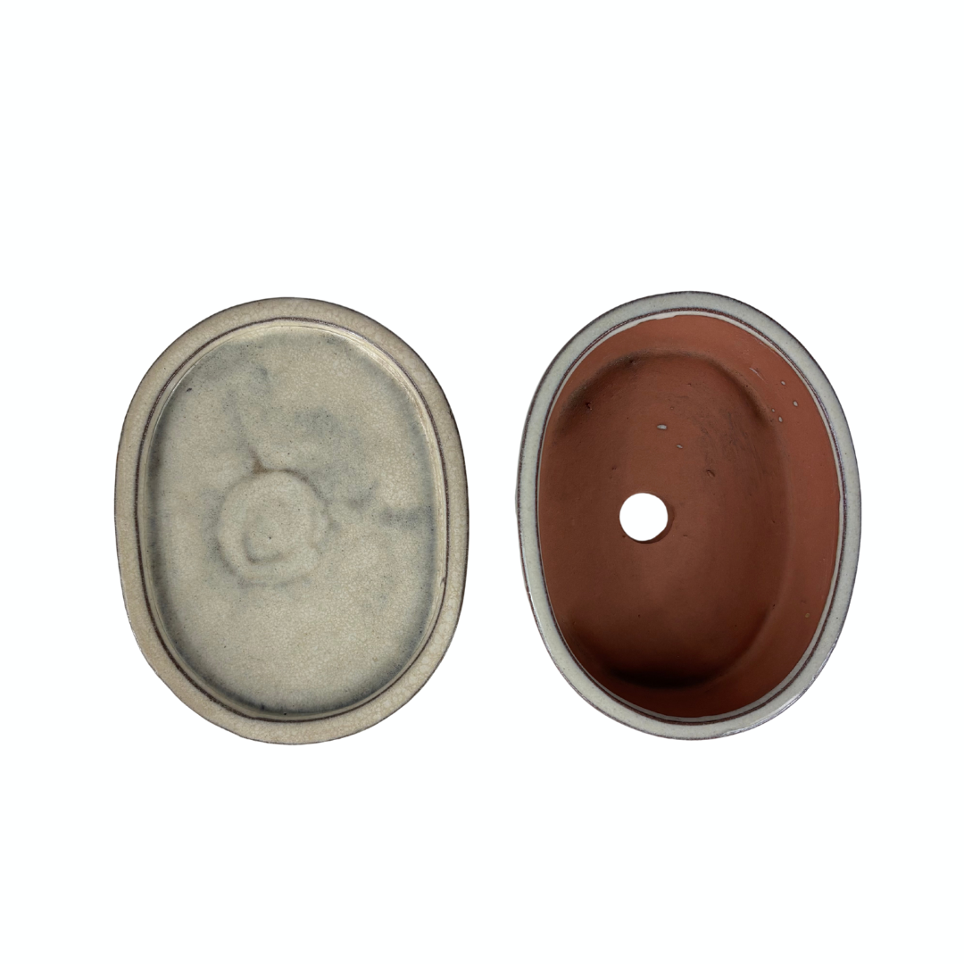 Bonsai pot cream oval 16cm - set