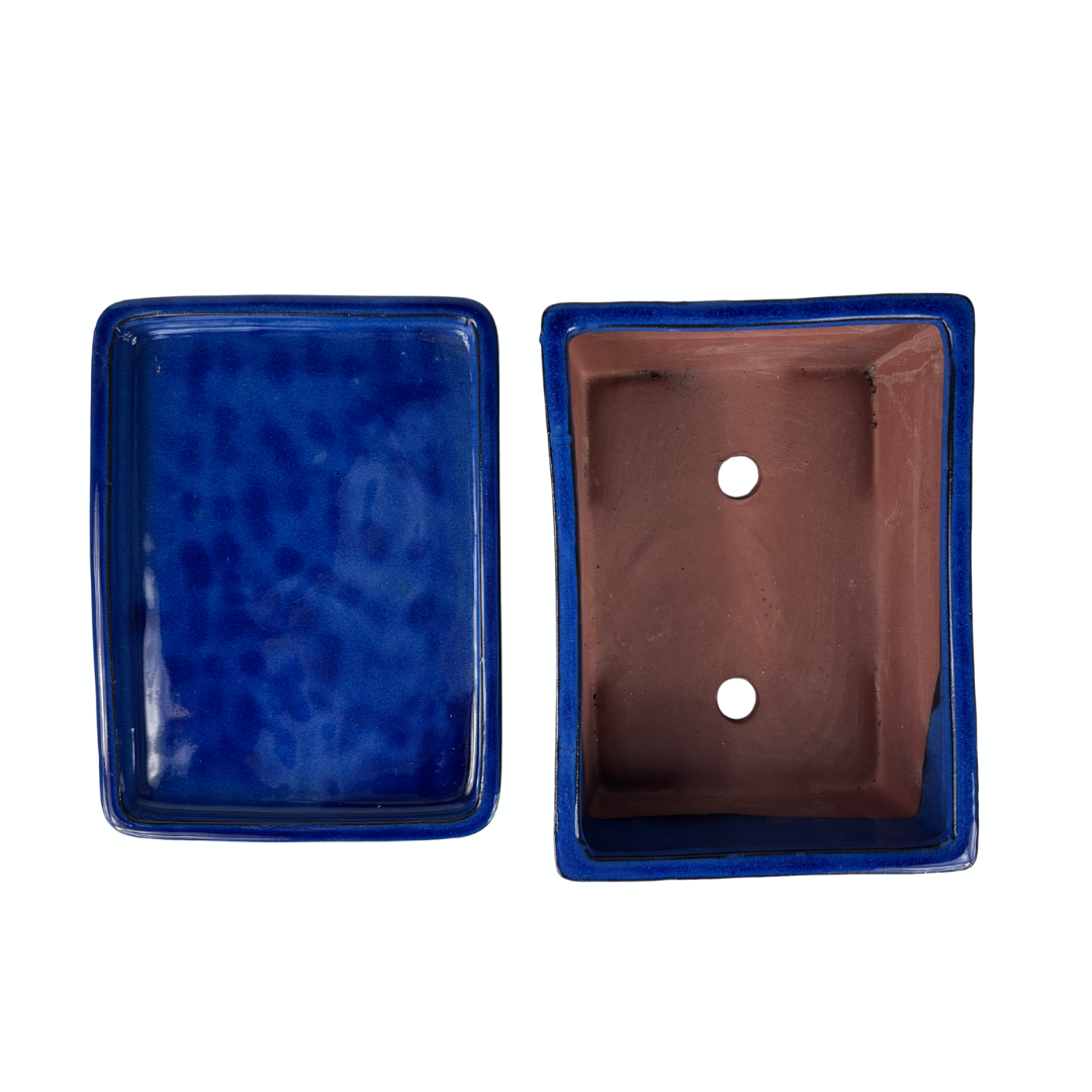 Bonsai pot blue rectangular 24cm - set