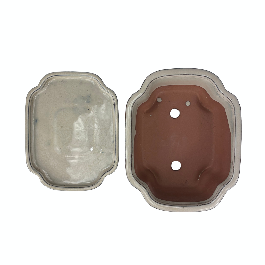 Bonsai pot cream mokko 16cm - set