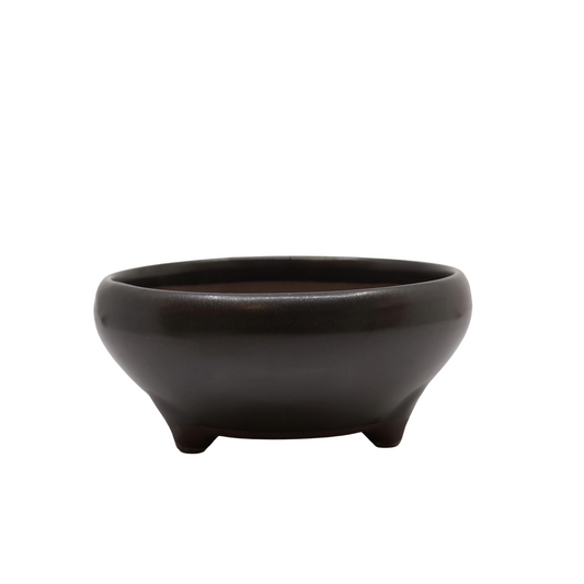 Bonsai pot matte black round 24cm