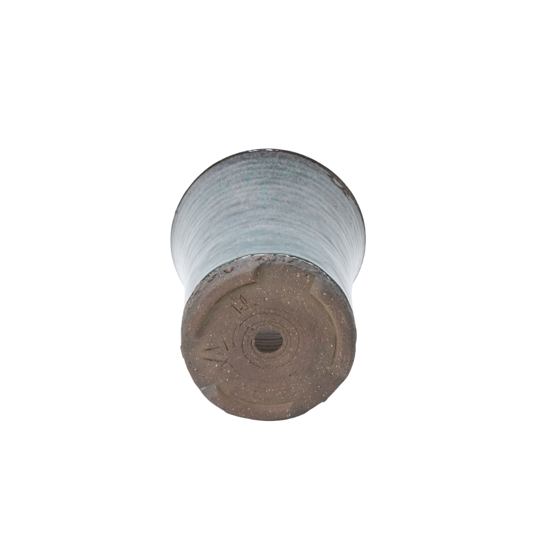 Bonsai pot green brown round cascade 15cm, height 18.5cm