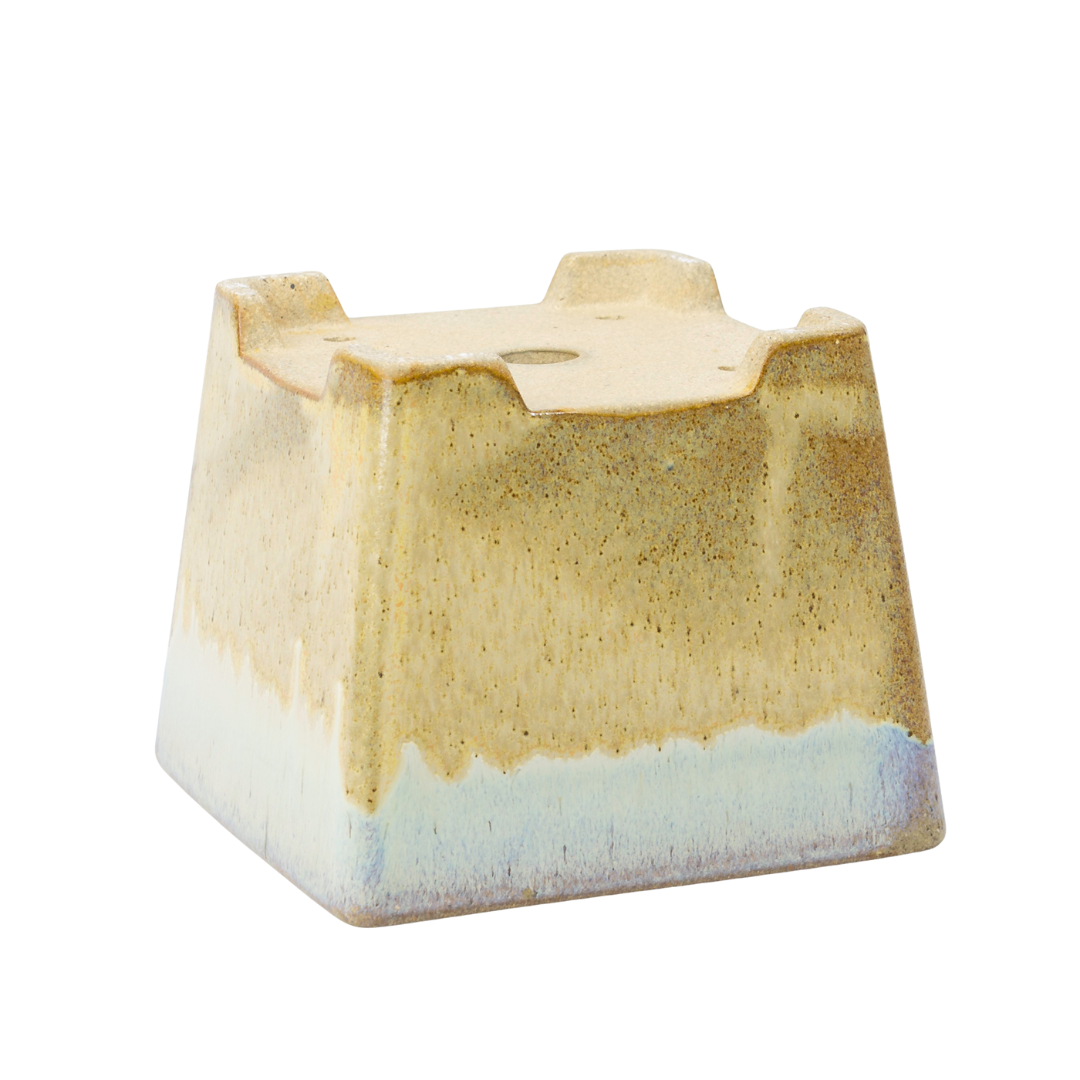Bonsai pot beige square semi-cascade 13.7cm