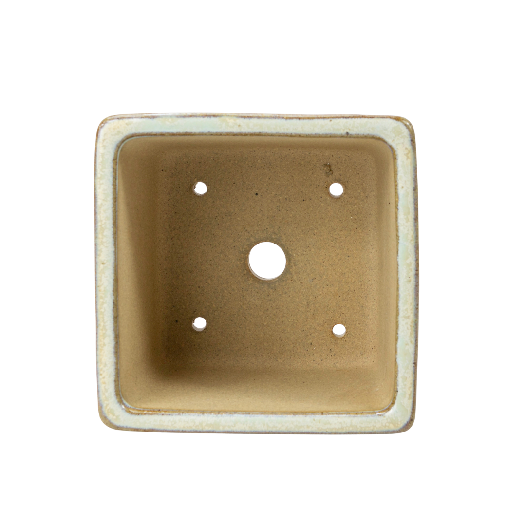 Bonsai pot beige square semi-cascade 13.7cm