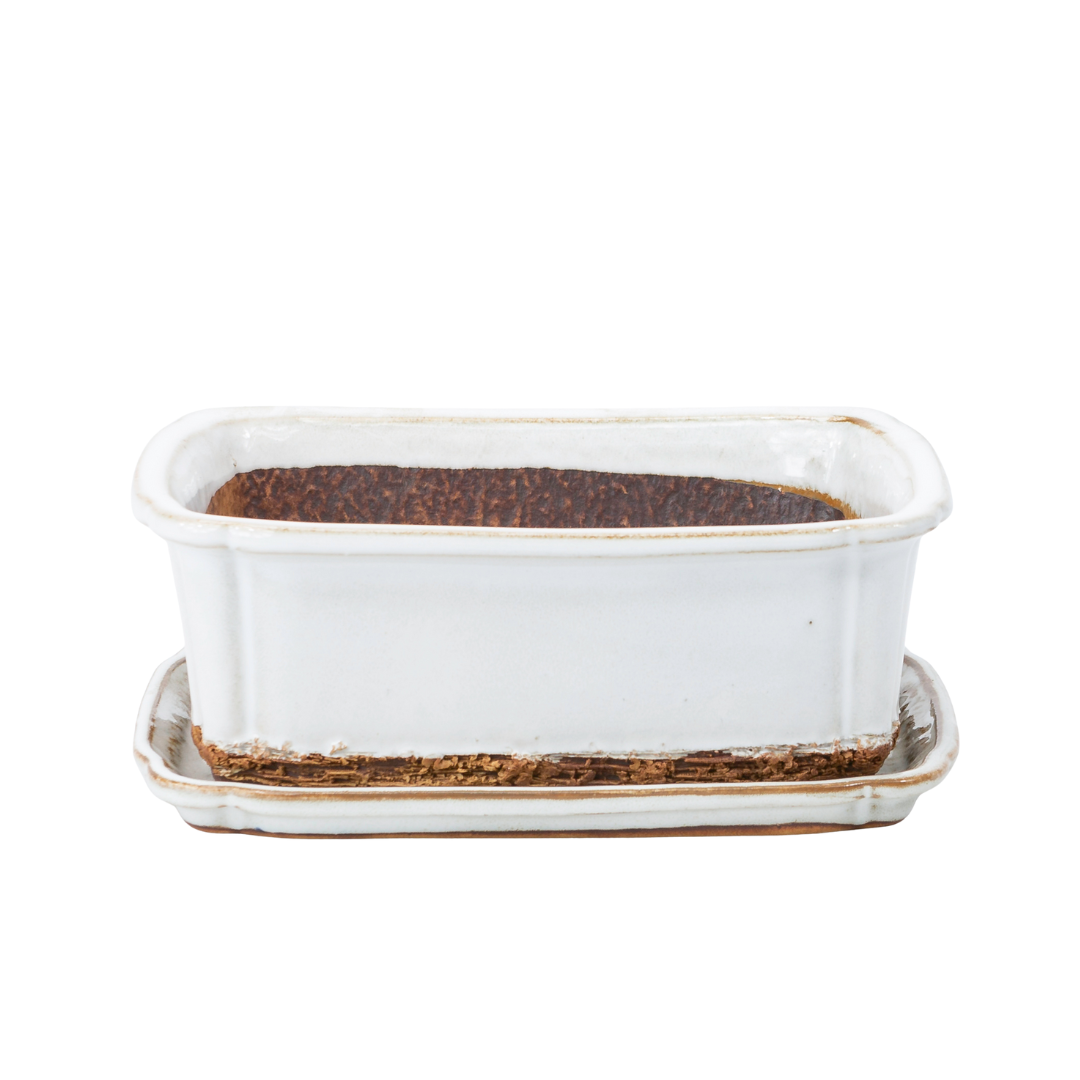 Bonsai pot white rectangular 17.5 cm - set